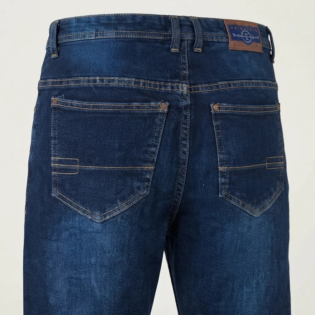 XYNVORA Premium Men’s Dark Blue Stretch Denim Jeans – Classic Slim Fit