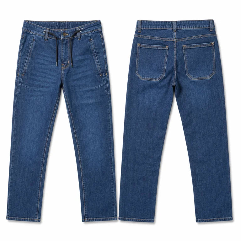 XYNVORA Premium Men’s Classic Dark Blue Denim Jeans – Regular Fit Casual Stretch Jeans
