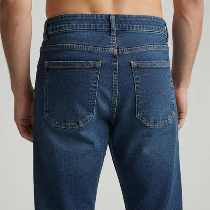 XYNVORA Premium Men’s Classic Dark Blue Denim Jeans – Regular Fit Casual Stretch Jeans