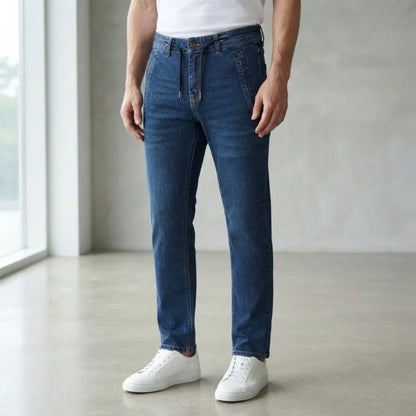 XYNVORA Premium Men’s Classic Dark Blue Denim Jeans – Regular Fit Casual Stretch Jeans