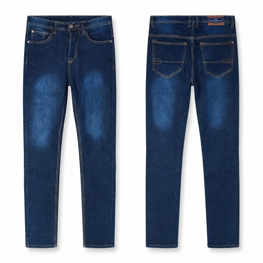 XYNVORA Premium Men’s Dark Blue Stretch Denim Jeans – Classic Slim Fit