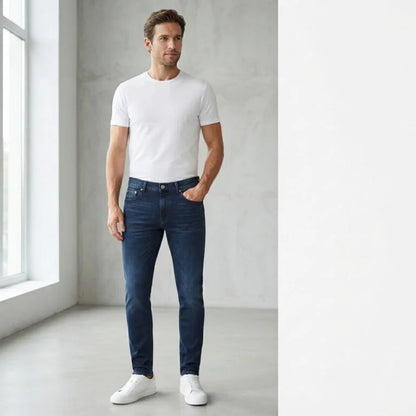 XYNVORA Premium Men’s Dark Blue Slim Fit Denim Jeans
