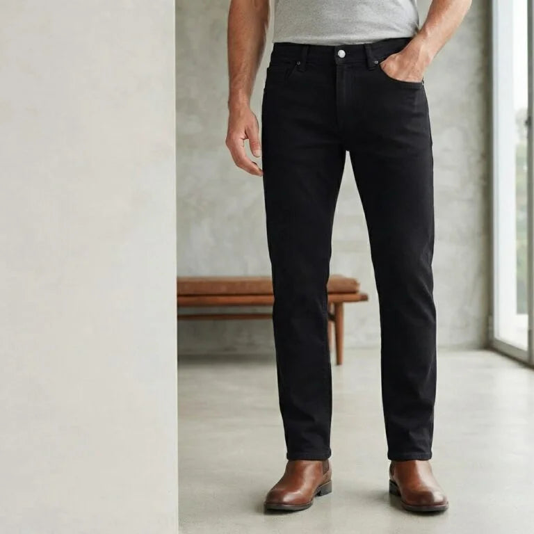 XYNVORA Premium Men’s Black Slim Fit Stretch Jeans